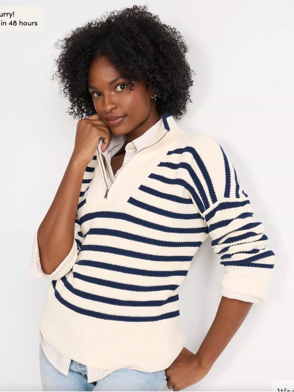 Women's Drifter Cotton Quarter Zip Pullover Sweater | Lands End